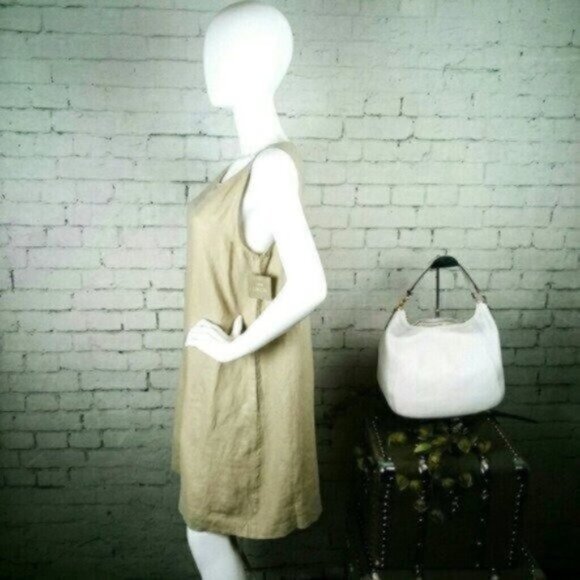 Forcynthia Linen Sleeveless Shift Dress Tan Size Small - Picture 2 of 5